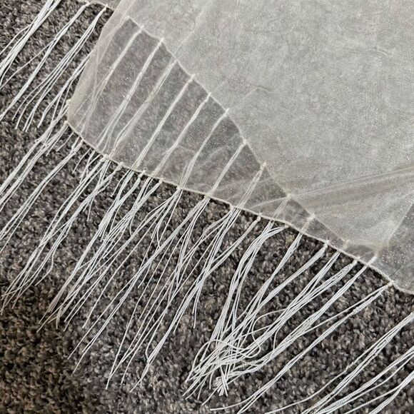 Cream Tan Butterfly Y2K Neck Scarf 90s Fringe Tassel Rhinestone - Picture 5 of 7